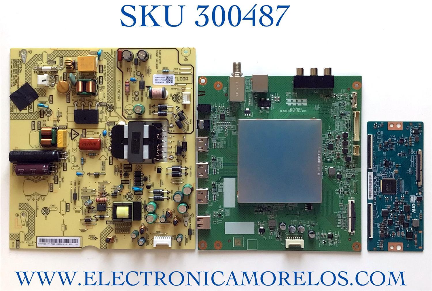KIT DE TARJETAS PARA TV TOSHIBA MAIN 631V0G00350 / VTV-L55731 / FUENTE PK101W1700I / FSP117-4FS02 / T-CON 55.43T10.C03 / 55T32-C0F CTRL BD  / 5543T10C03 / PANEL K430WDRD-UF300AA / MODELO TF-43A810U21 